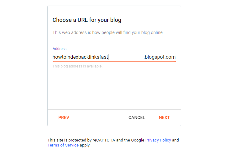 Set domain name on Blogger