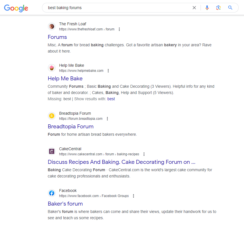 The best baking forums search result