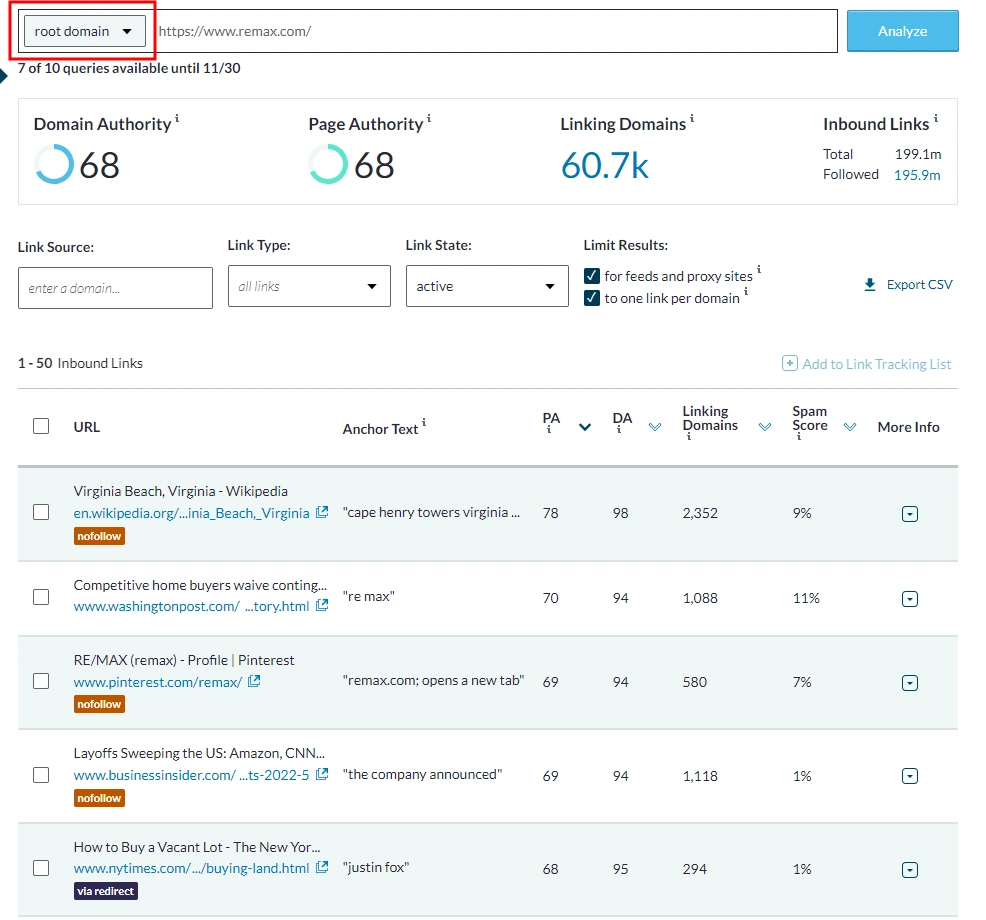 Moz Link Research