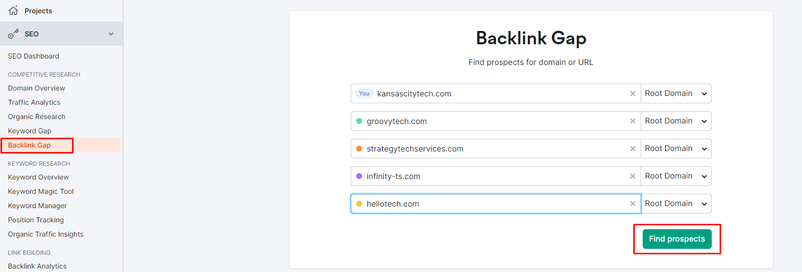 Backlinks Gap