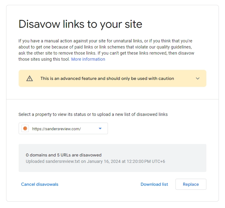 Disavowing Harmful Links