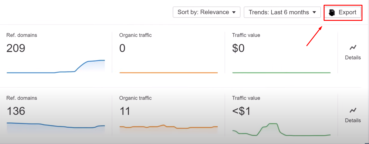 Export the results to get a list of domains you will be pitching to