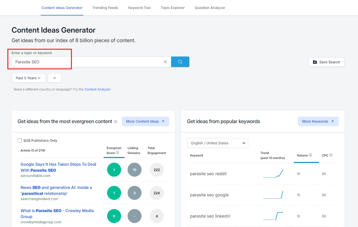 Enter a keyword or phrase to find popular content