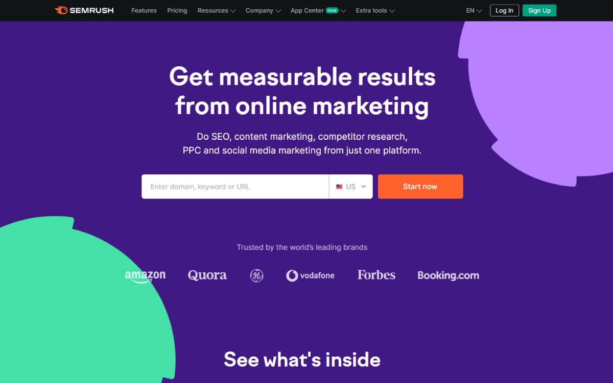 Sign up for a Semrush account or access a free trial if available